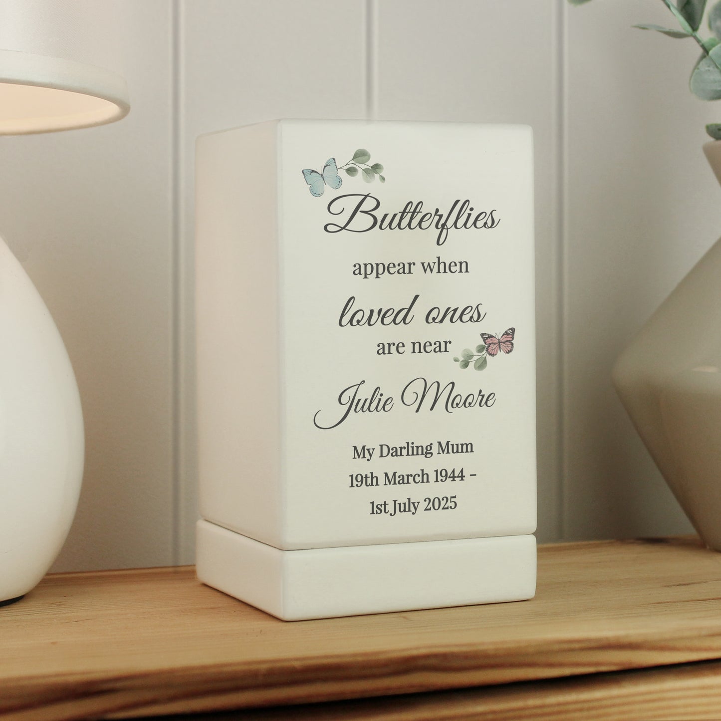 Personalised Butterflies Appear Small Wooden Urn from Heartfelt Gifts