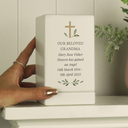 Personalised Memorial Cross Small Wooden Urn - image 4