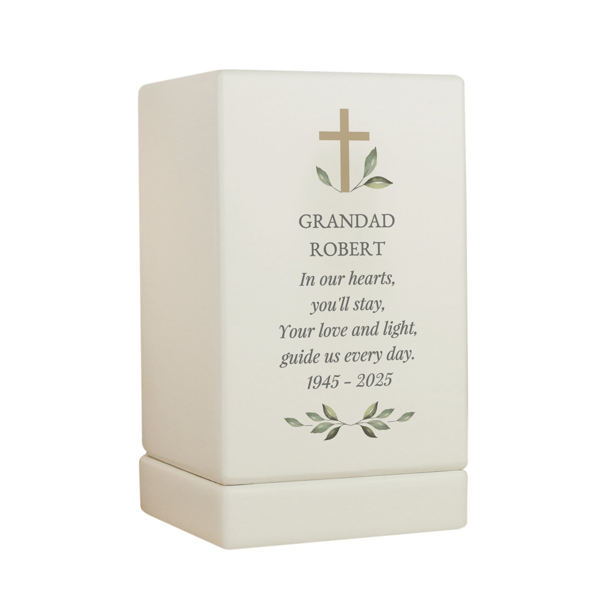 Personalised Memorial Cross Small Wooden Urn - image 5