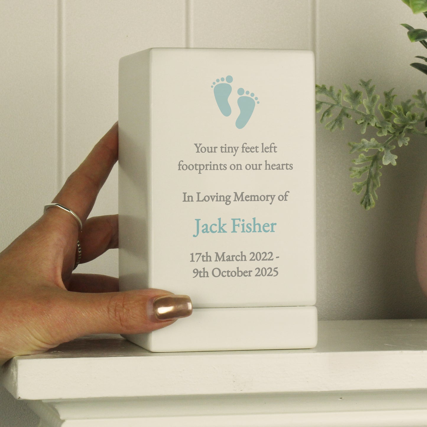 Personalised Baby Boy Small Wooden Urn - image 4