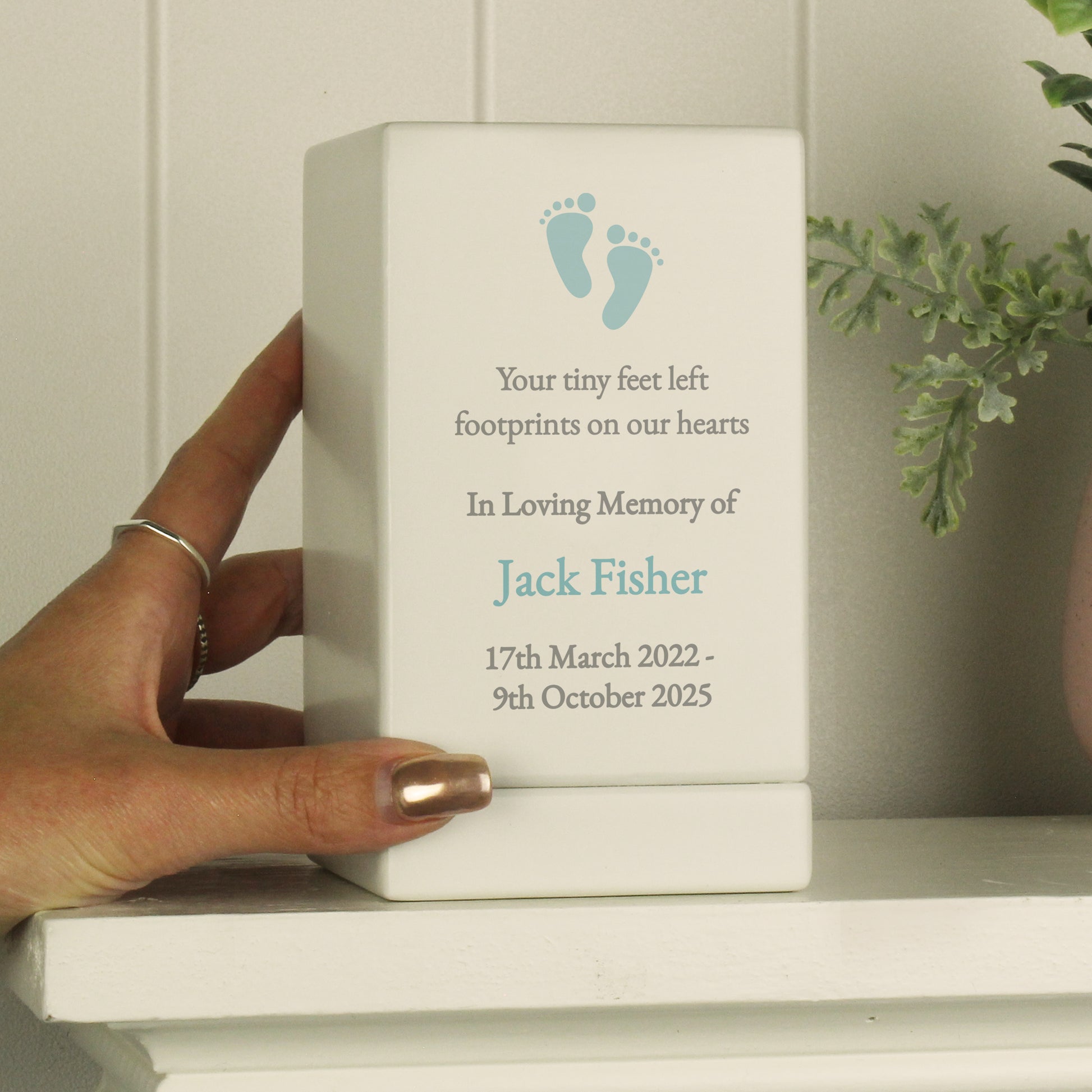 Personalised Baby Boy Small Wooden Urn - image 4