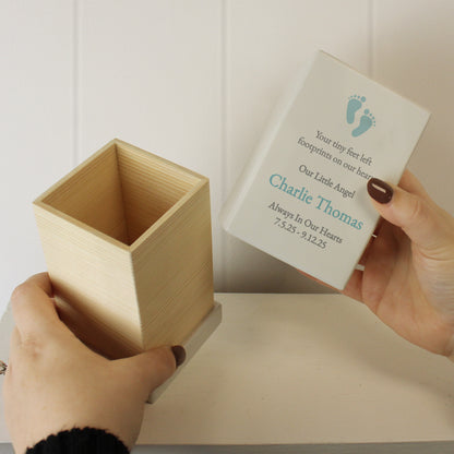 Personalised Baby Boy Small Wooden Urn - image 6