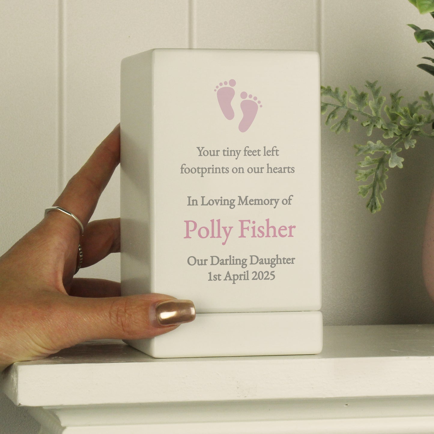 Personalised Baby Girl Small Wooden Urn - image 4