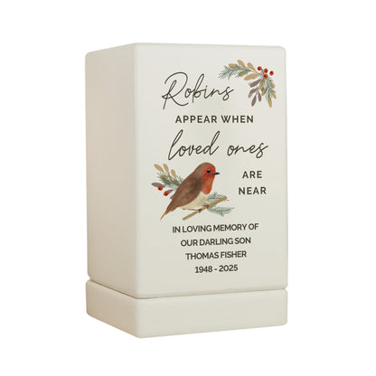 Personalised Robins Appear Small Wooden Urn - image 5