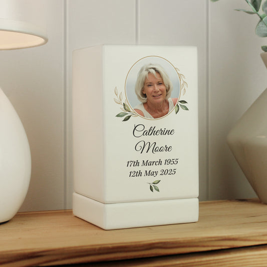 Personalised Photo Upload Small Wooden Urn from Heartfelt Gifts