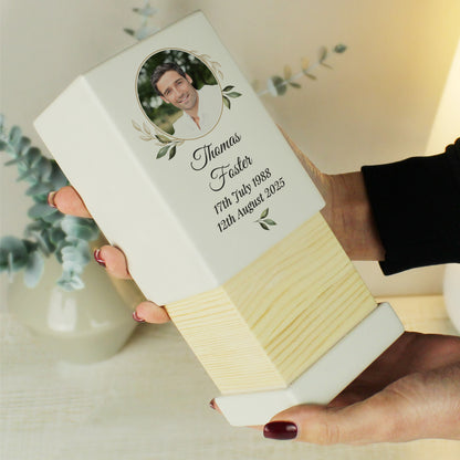 Personalised Photo Upload Small Wooden Urn - image 2