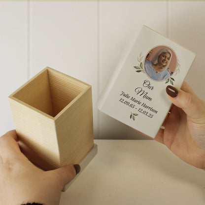 Personalised Photo Upload Small Wooden Urn - image 6