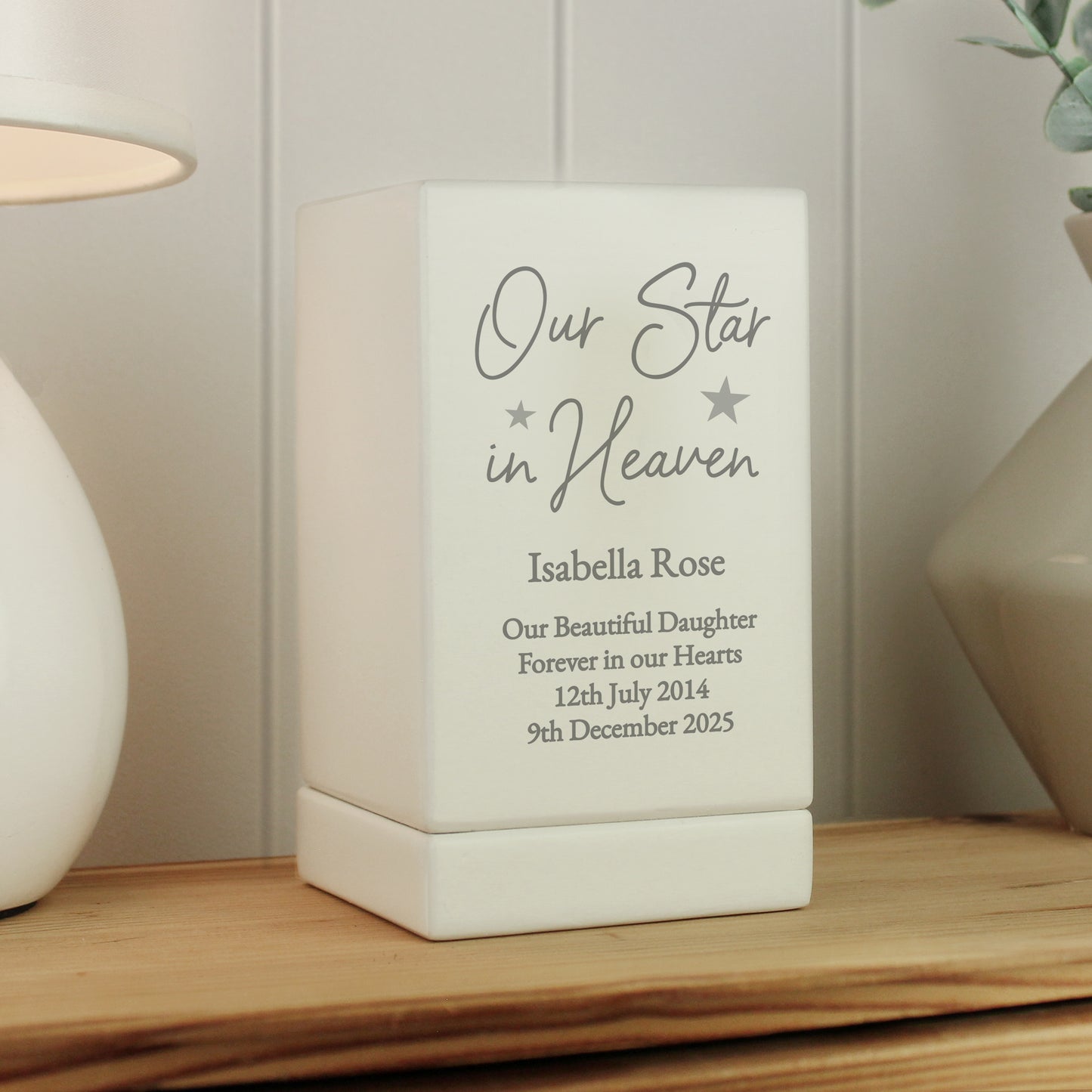 Personalised Our Star in Heaven Small Wooden Urn from Heartfelt Gifts