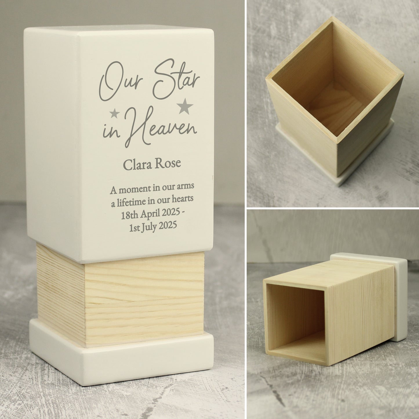 Personalised Our Star in Heaven Small Wooden Urn - image 7