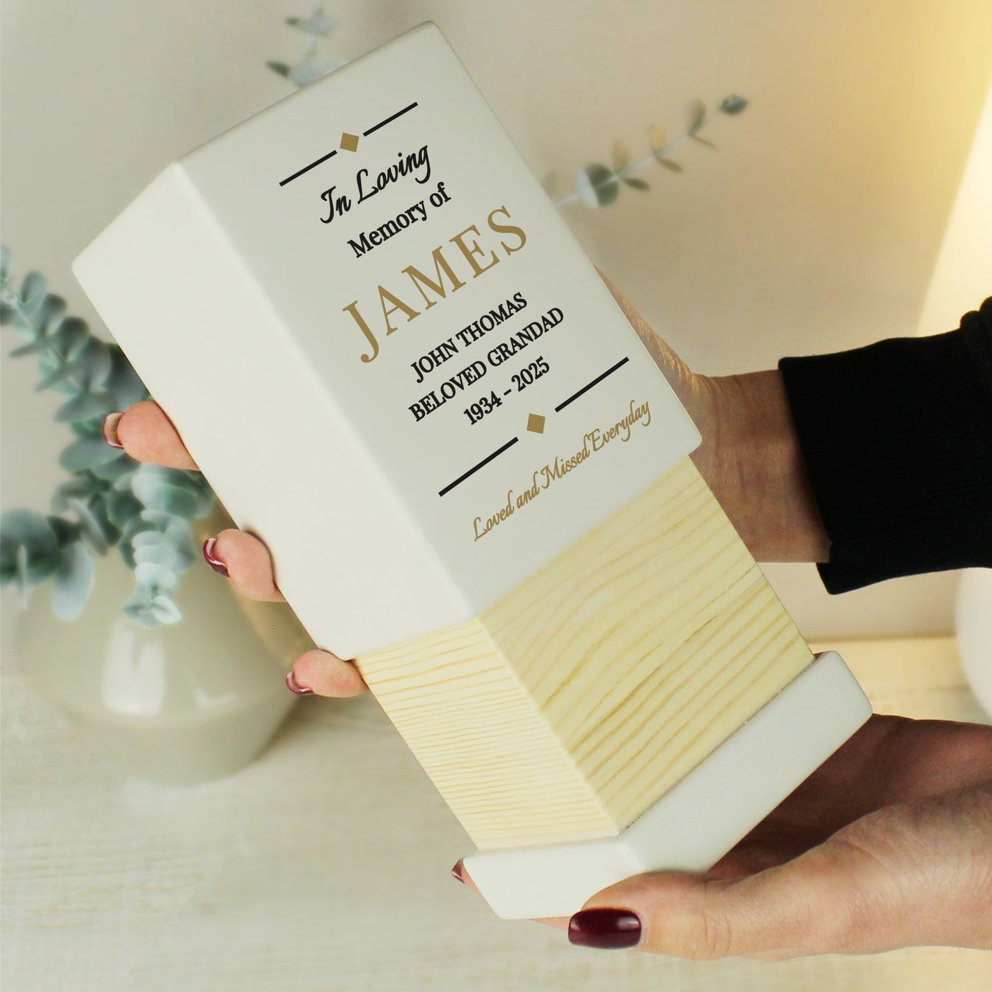 Personalised Memorial Small Wooden Urn - image 2