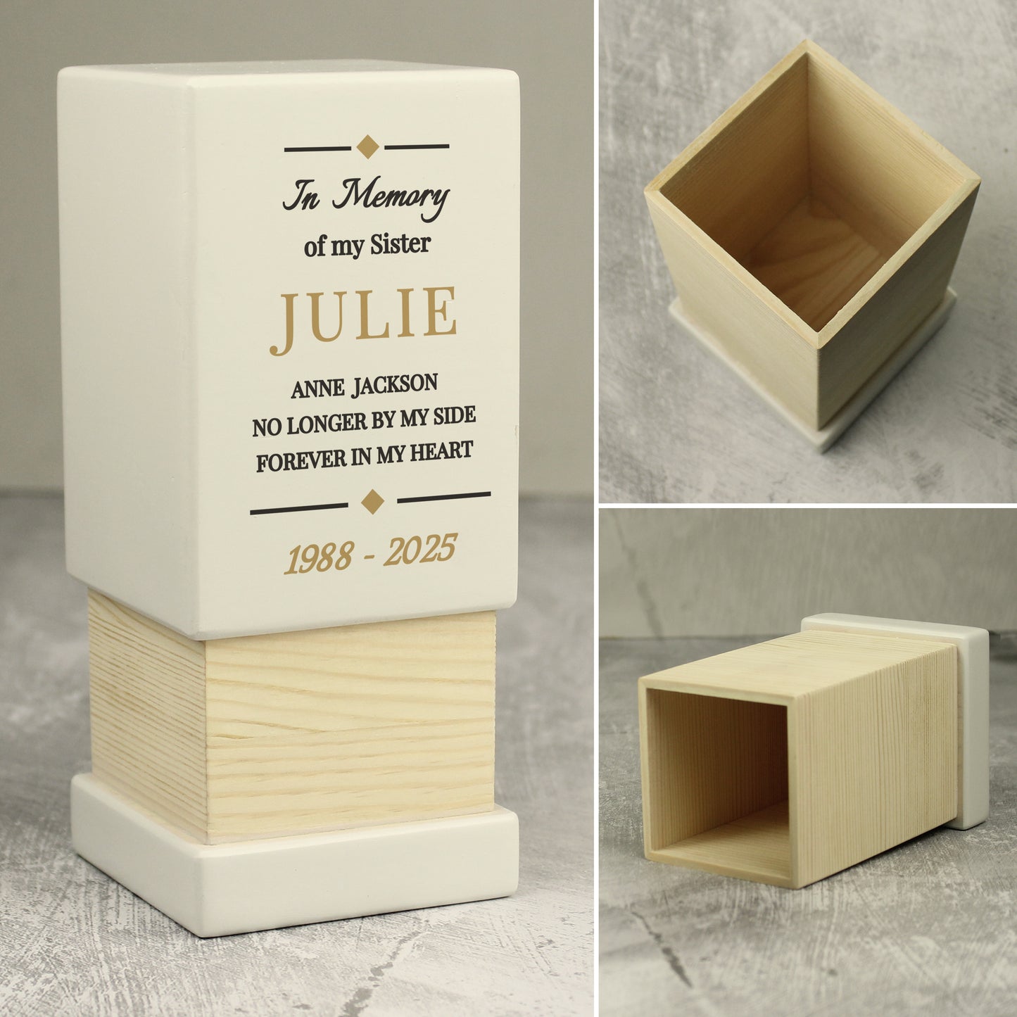 Personalised Memorial Small Wooden Urn - image 7