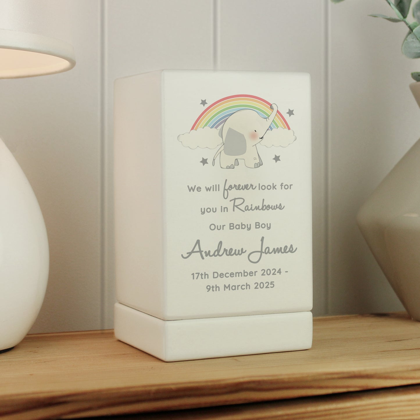 Personalised Childs Memorial Small Wooden Urn from Heartfelt Gifts