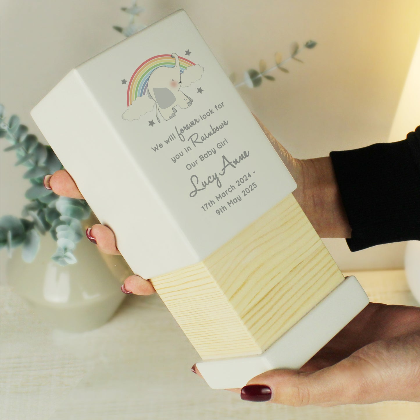 Personalised Childs Memorial Small Wooden Urn - image 2