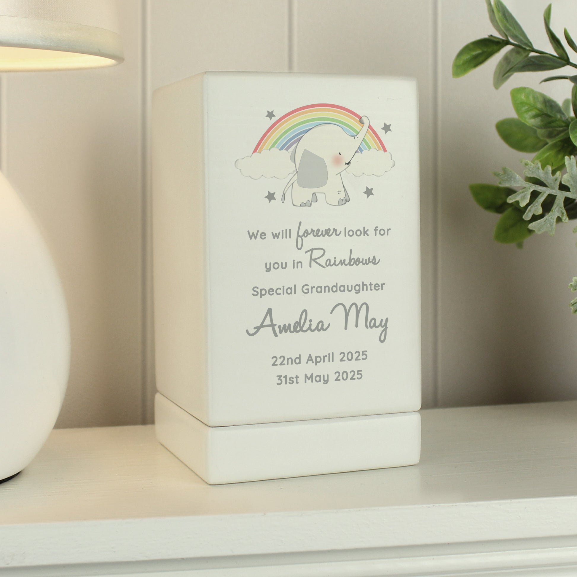 Personalised Childs Memorial Small Wooden Urn - image 3