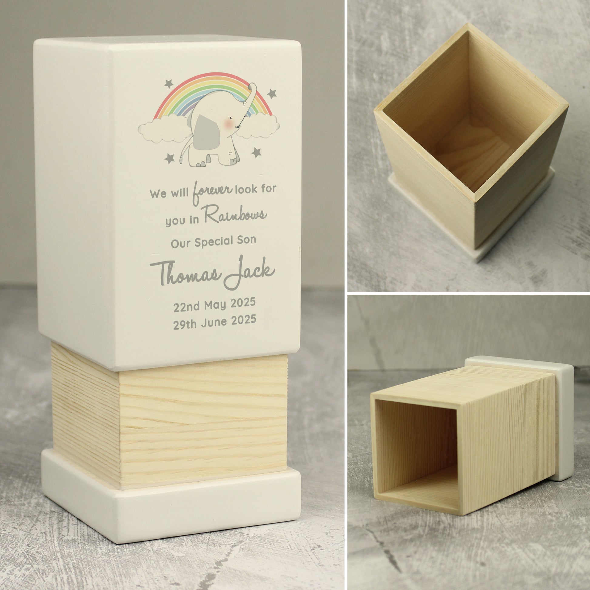 Personalised Childs Memorial Small Wooden Urn - image 7