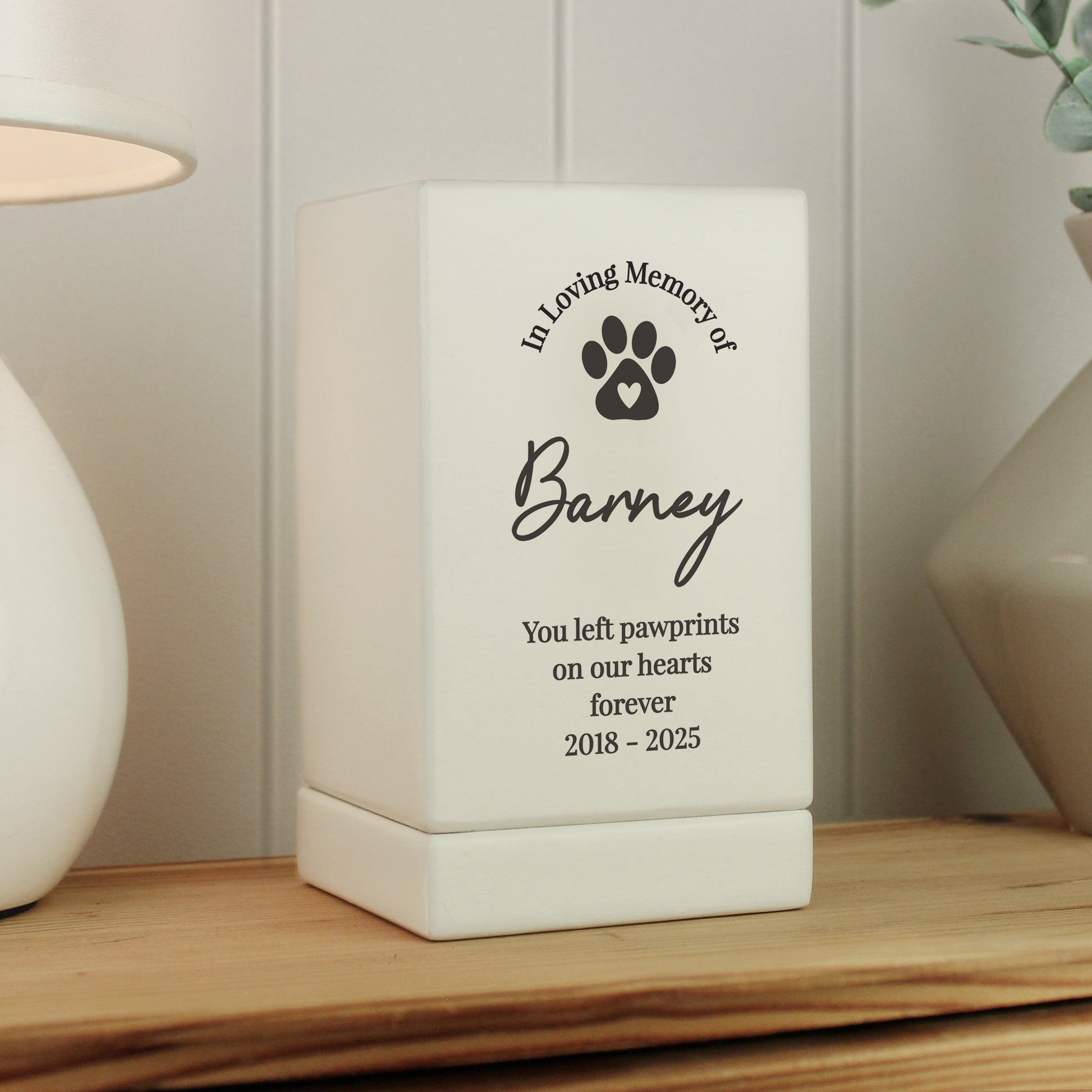 Personalised Pet Memorial Small Wooden Urn from Heartfelt Gifts