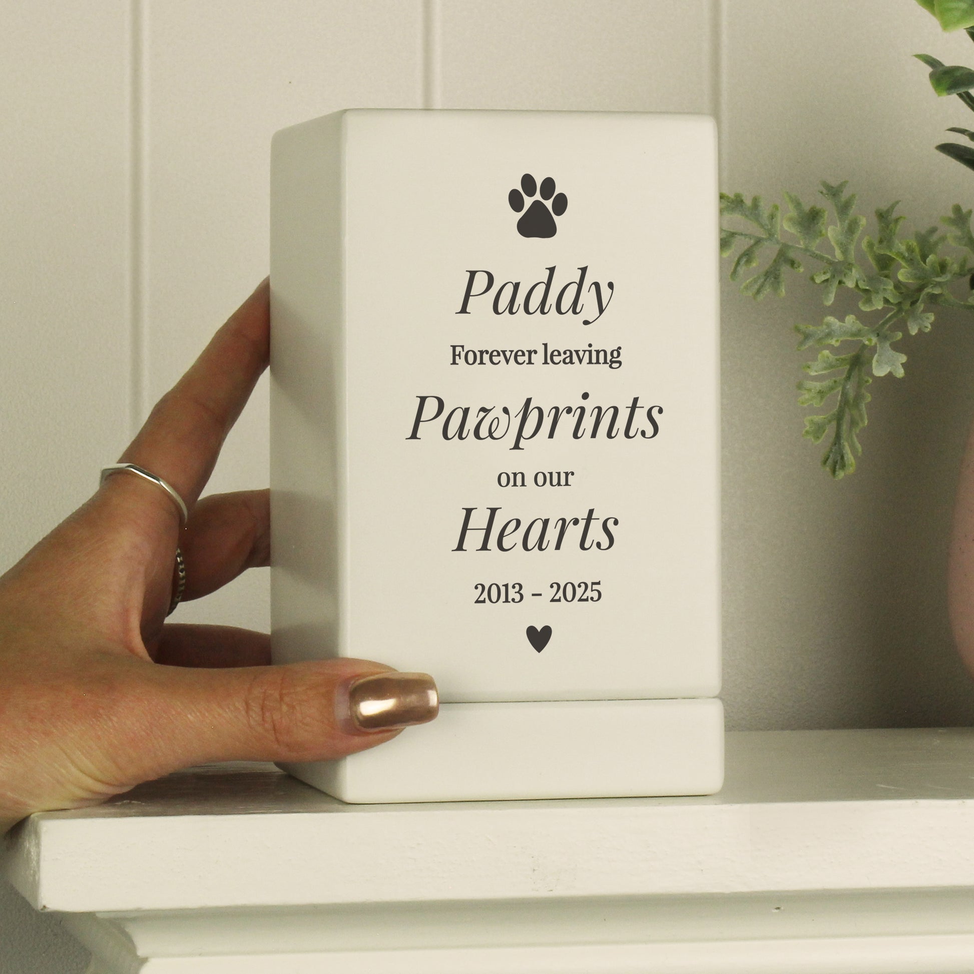 Personalised Pet Pawprints Small Wooden Urn - image 3
