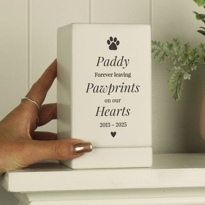 Personalised Pet Pawprints Small Wooden Urn - image 3