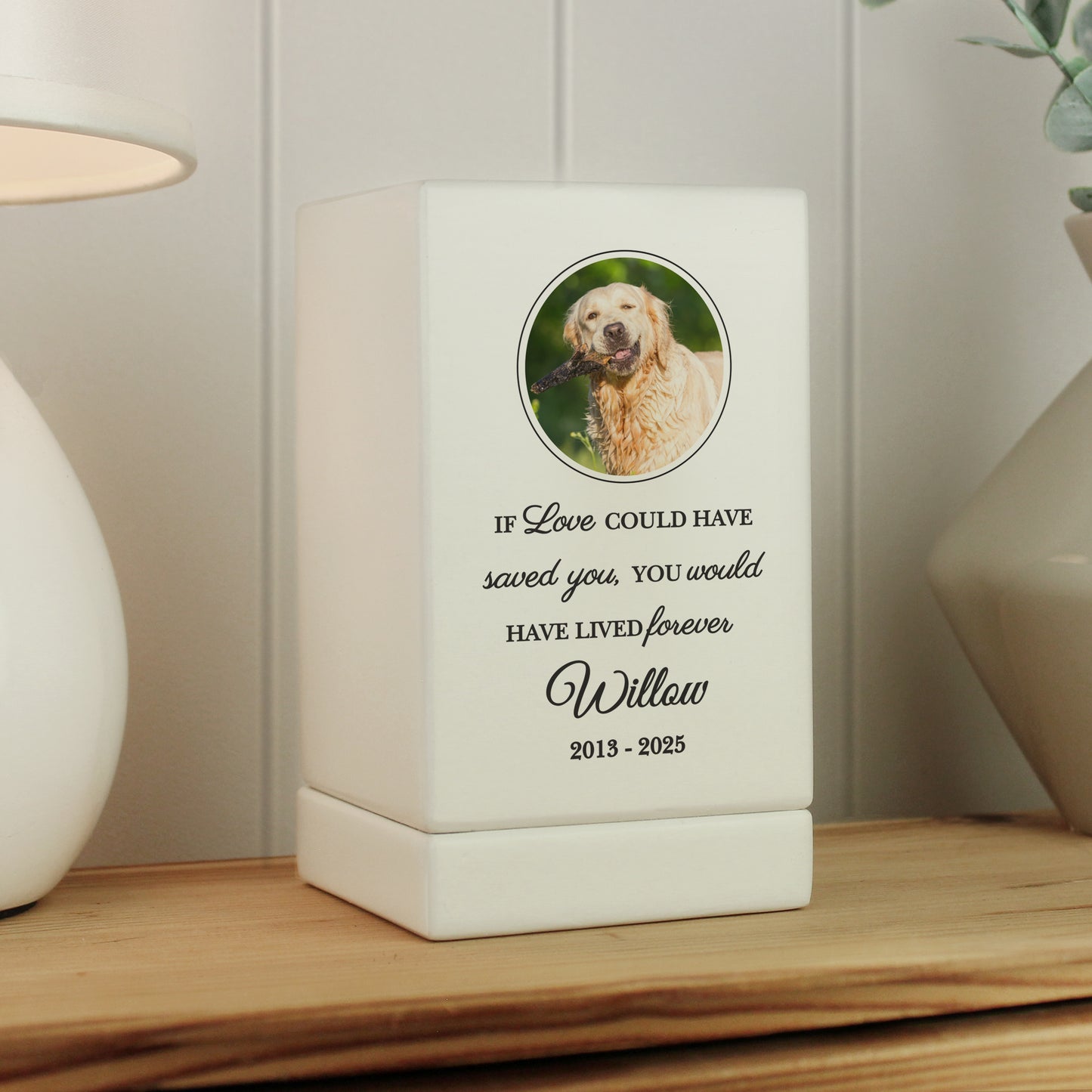 Personalised Pet Photo Upload Small Wooden Urn from Heartfelt Gifts