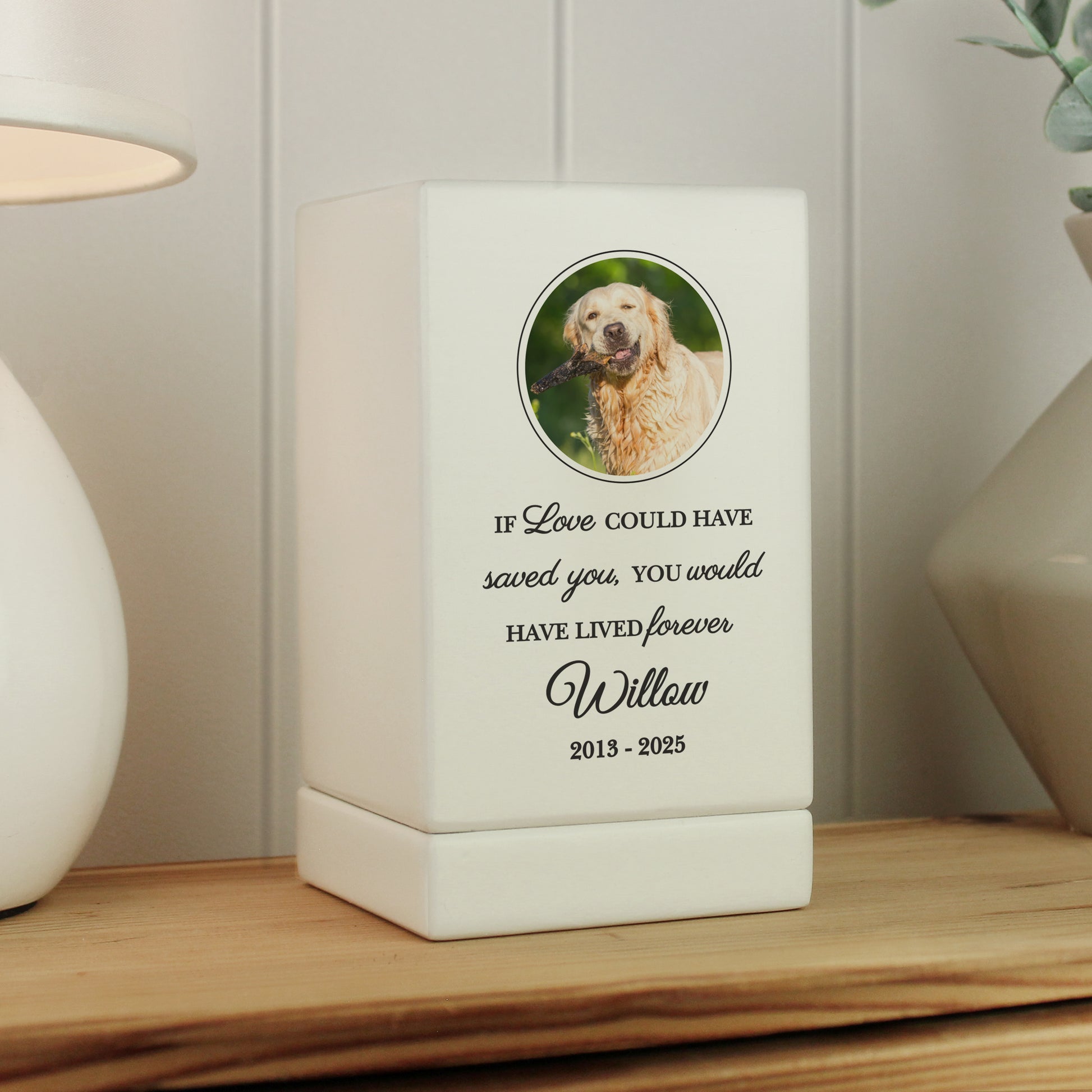 Personalised Pet Photo Upload Small Wooden Urn from Heartfelt Gifts