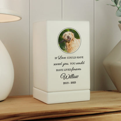 Personalised Pet Photo Upload Small Wooden Urn from Heartfelt Gifts