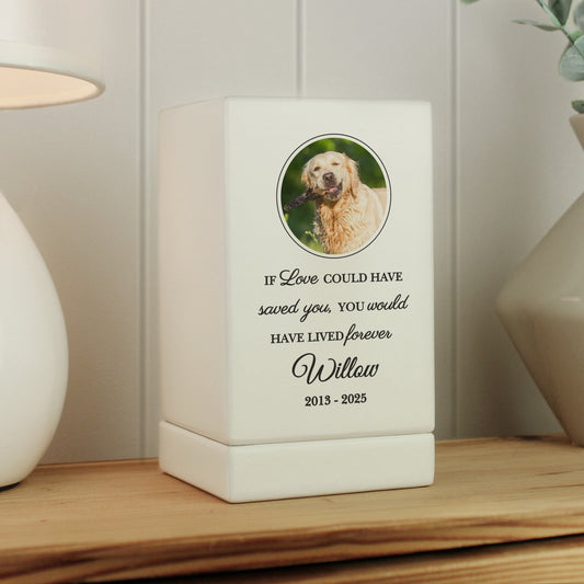 Personalised Pet Photo Upload Small Wooden Urn from Heartfelt Gifts