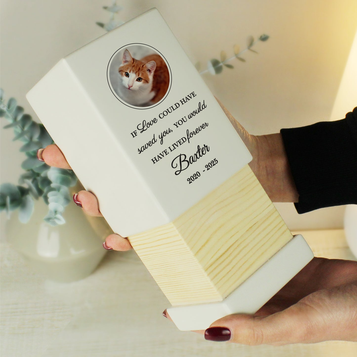 Personalised Pet Photo Upload Small Wooden Urn - image 2