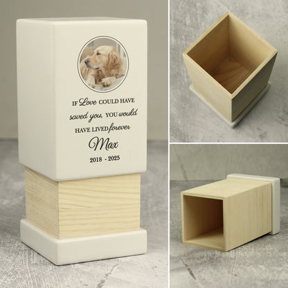 Personalised Pet Photo Upload Small Wooden Urn - image 4