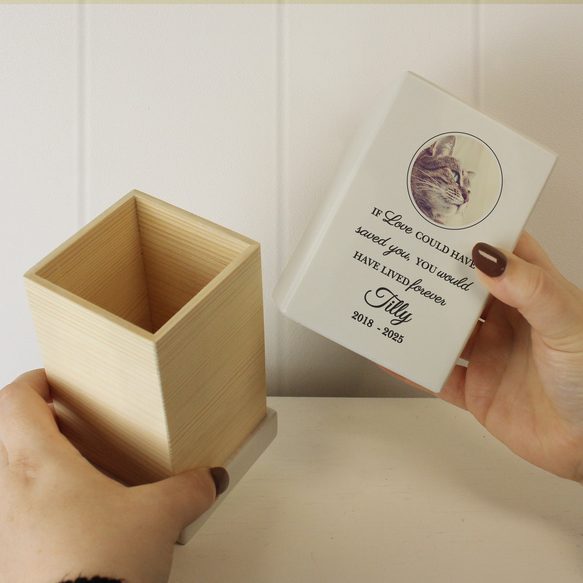 Personalised Pet Photo Upload Small Wooden Urn - image 6