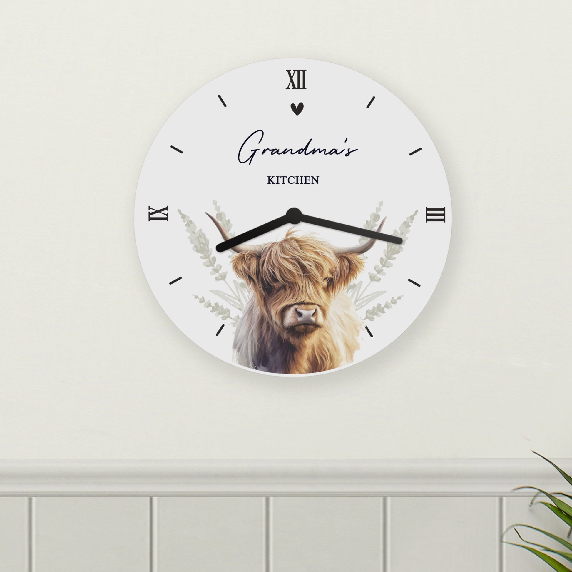 Personalised Highland Cow Wooden Clock - image 2