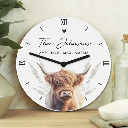 Personalised Highland Cow Wooden Clock - image 3