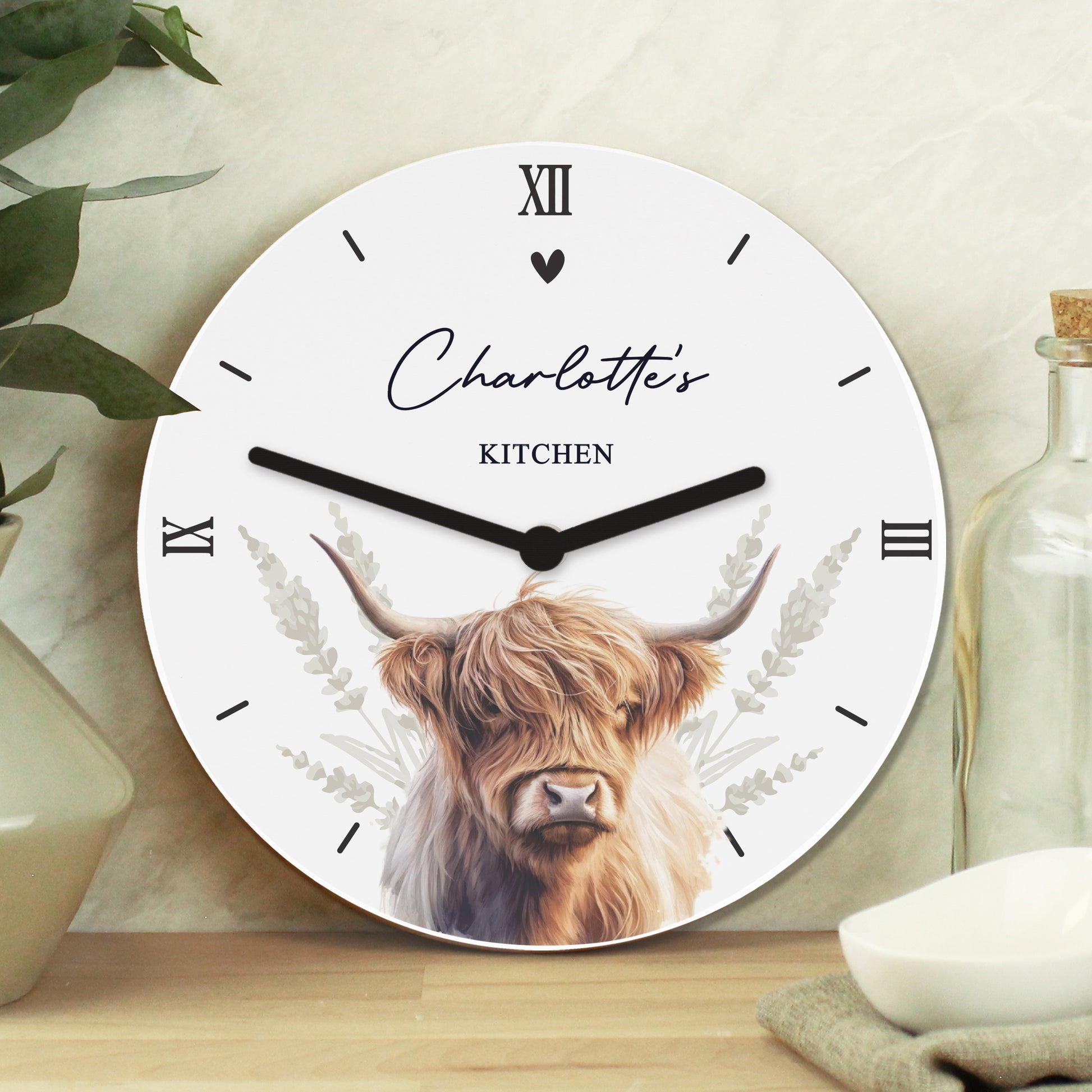 Personalised Highland Cow Wooden Clock - image 4