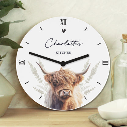 Personalised Highland Cow Wooden Clock - image 4