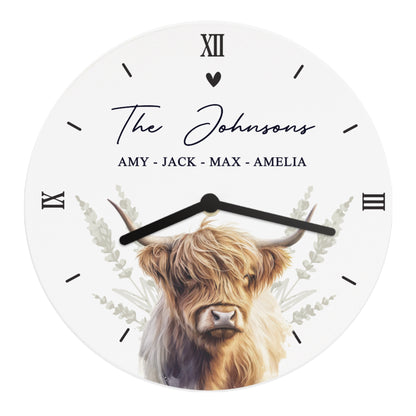 Personalised Highland Cow Wooden Clock - image 5