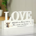 Personalised Highland Cow LOVE Wooden Ornament from Heartfelt Gifts