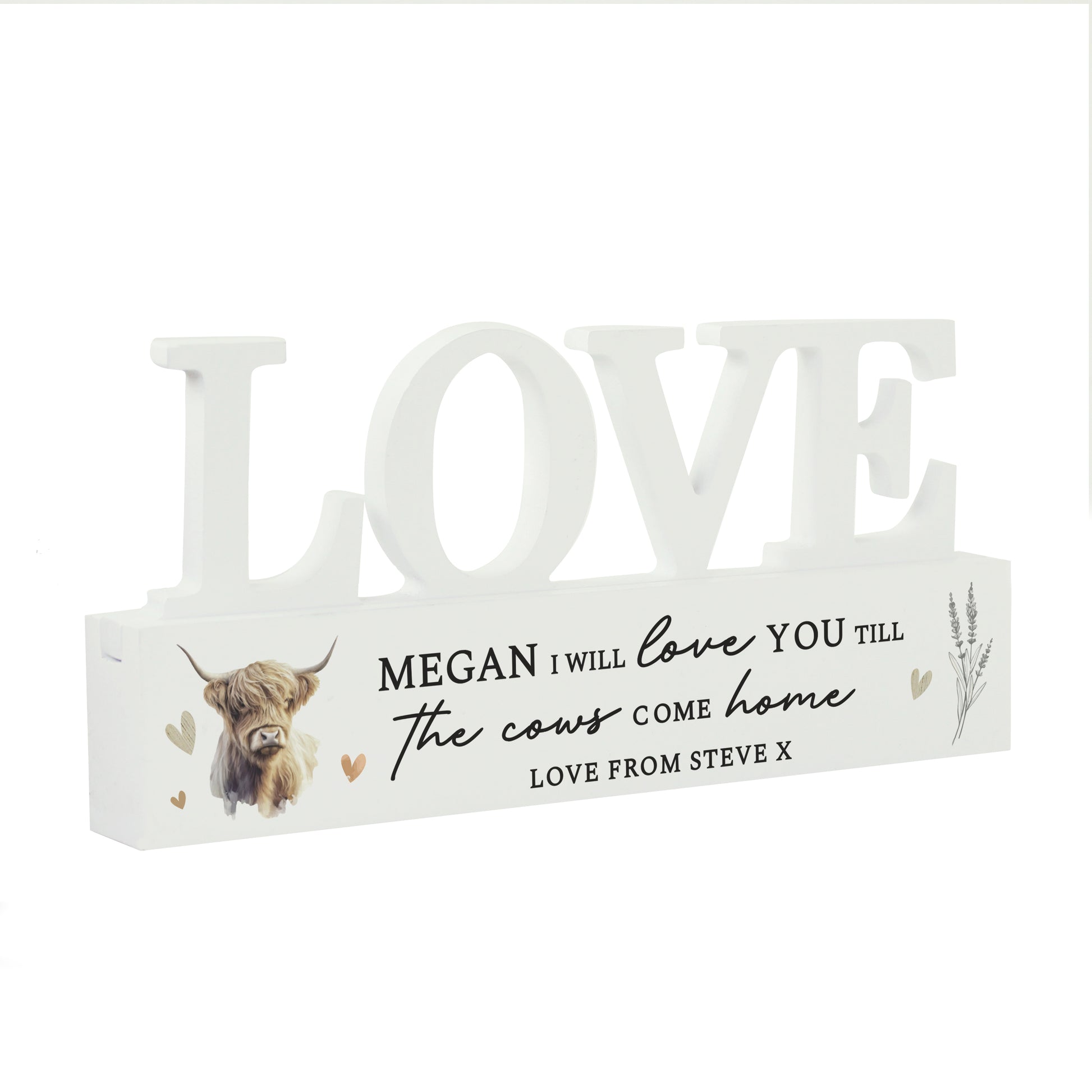 Personalised Highland Cow LOVE Wooden Ornament - image 5