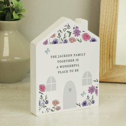 Personalised Wild Flowers Wooden House Ornament from Heartfelt Gifts
