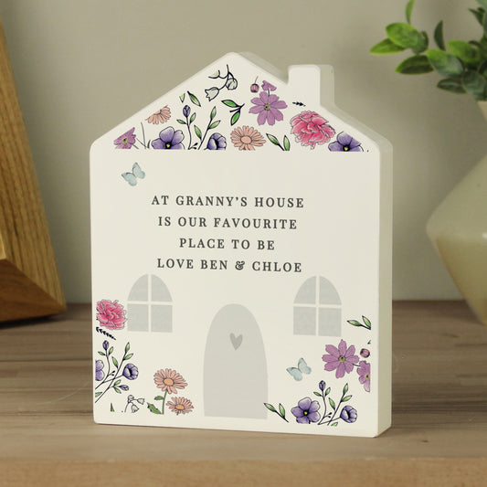 Personalised Wild Flowers Wooden House Ornament - image 2