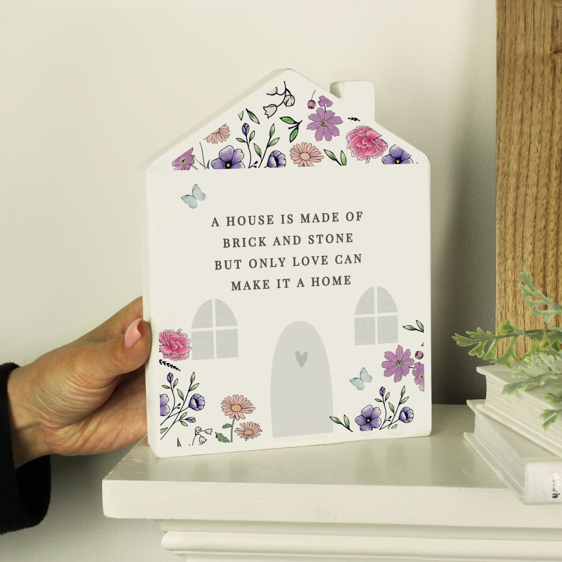 Personalised Wild Flowers Wooden House Ornament - image 4