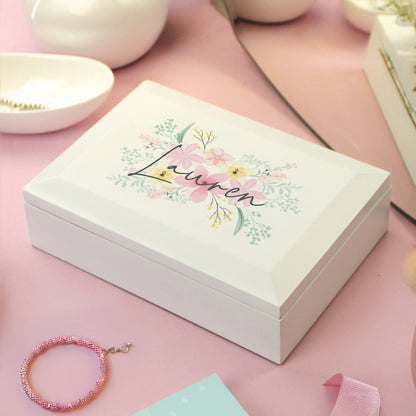 Personalised Floral Wooden Jewellery Box - image 4
