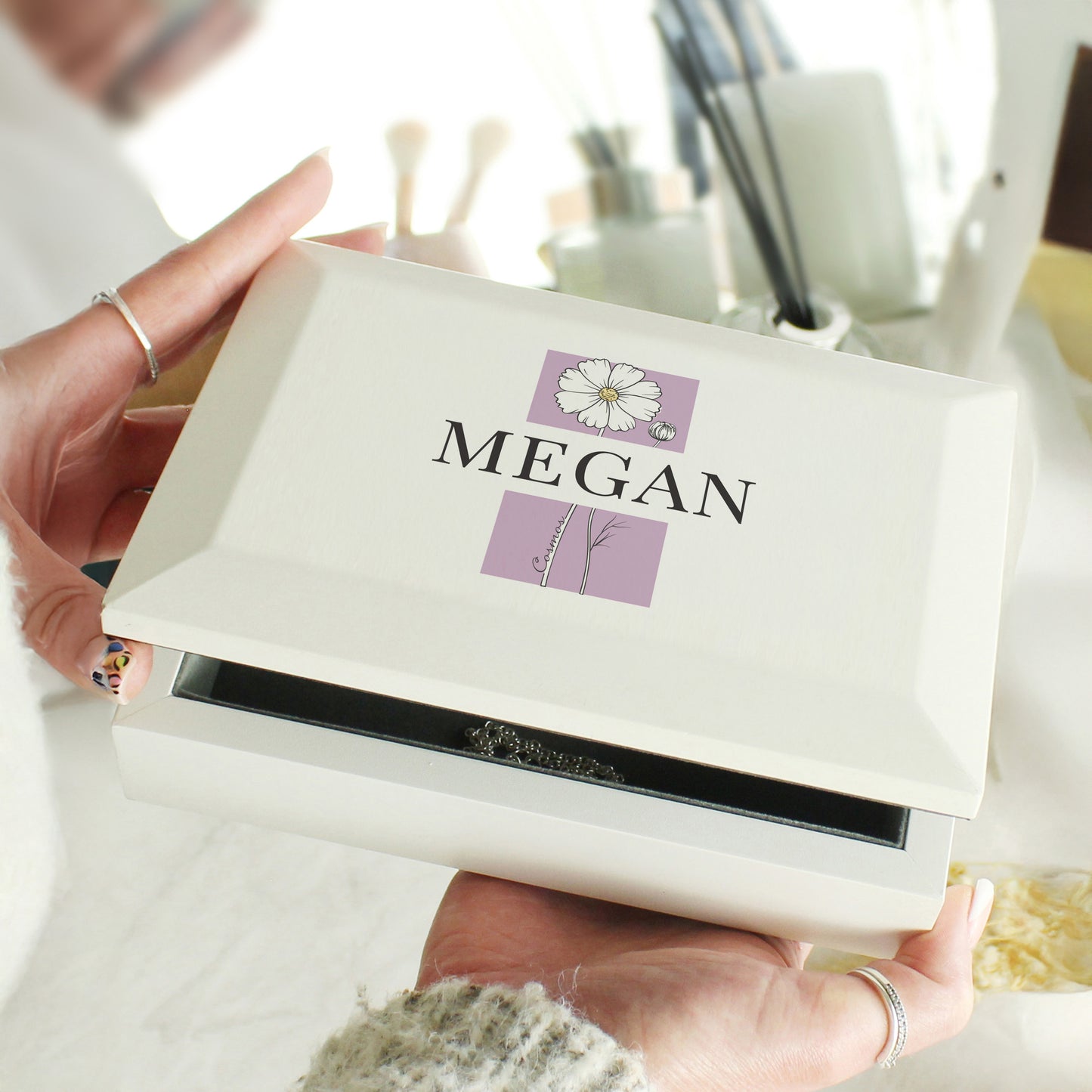Personalised Birth Flower Wooden Jewellery Box - image 2