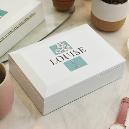 Personalised Birth Flower Wooden Jewellery Box - image 3