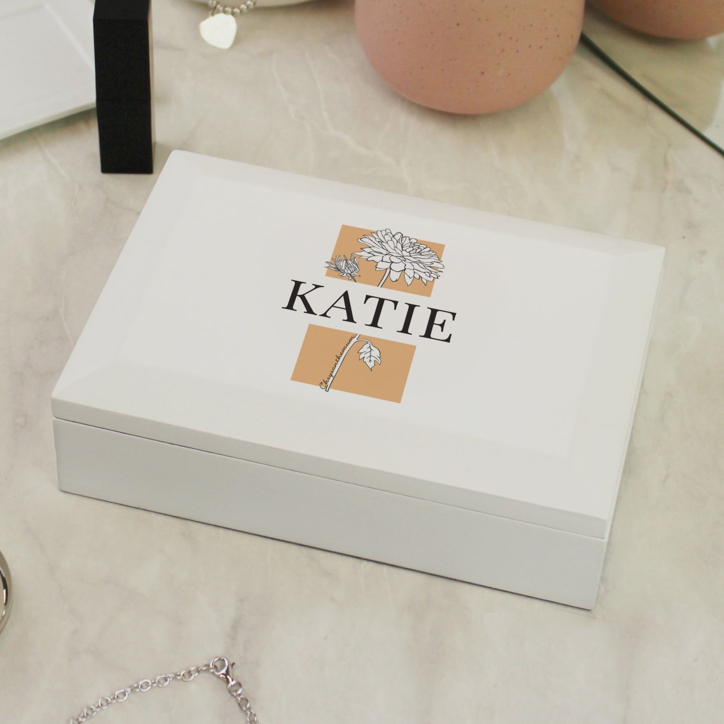 Personalised Birth Flower Wooden Jewellery Box - image 4