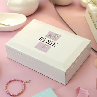 Personalised Birth Flower Wooden Jewellery Box - image 6