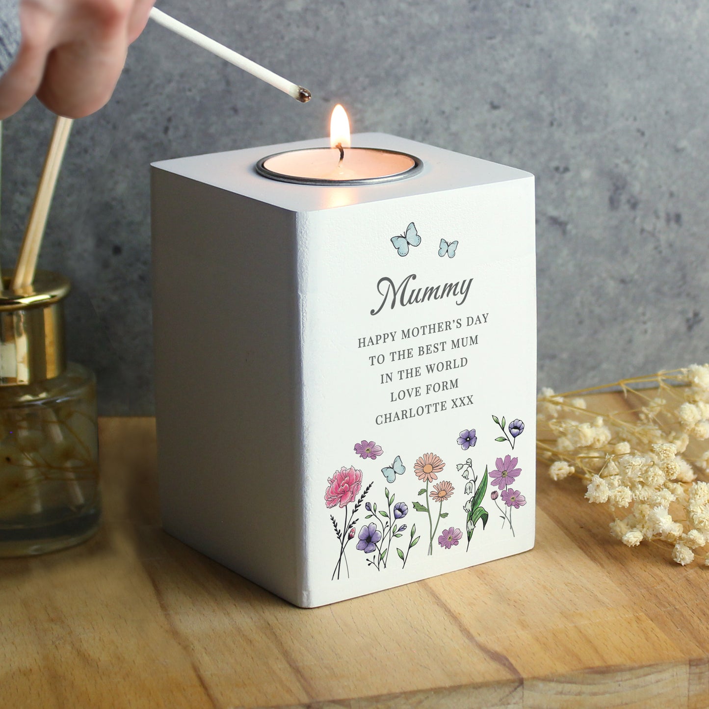 Personalised Wild Flowers Tealight Holder - image 2