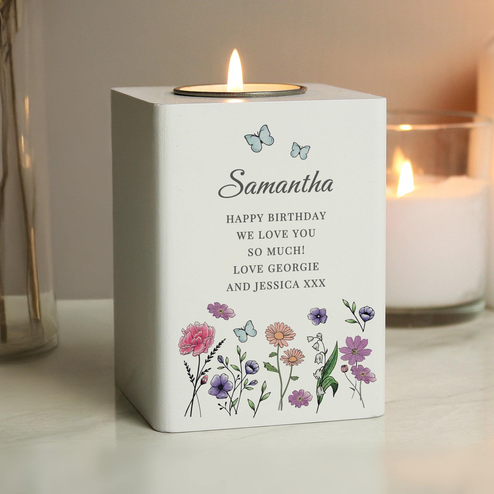 Personalised Wild Flowers Tealight Holder - image 3