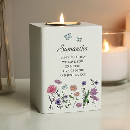 Personalised Wild Flowers Tealight Holder - image 3