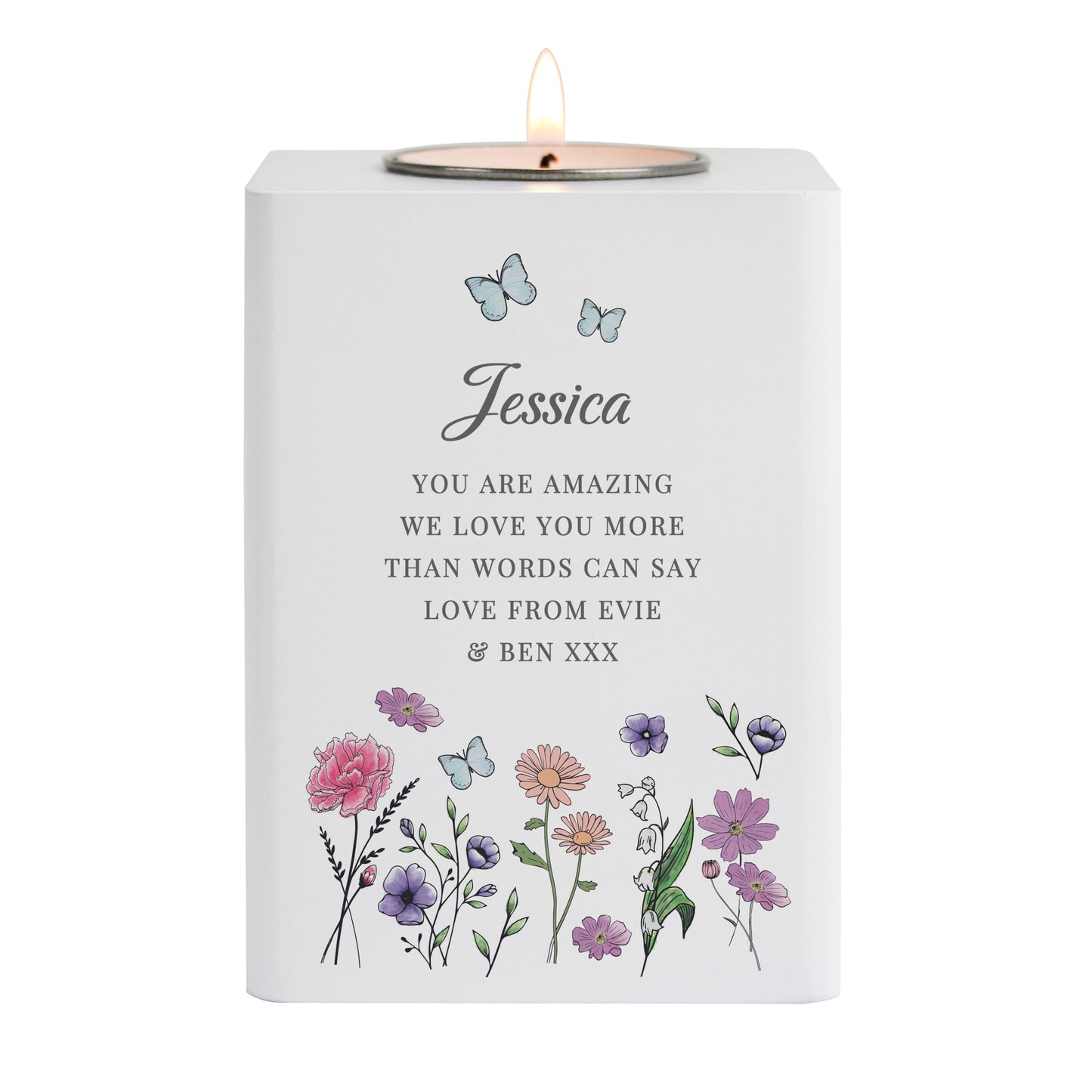 Personalised Wild Flowers Tealight Holder - image 5
