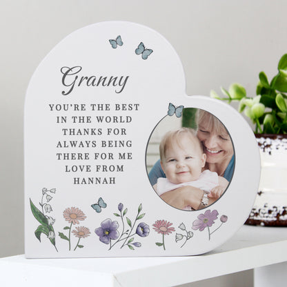 Personalised Wild Flowers Photo Upload Heart Ornament from Heartfelt Gifts