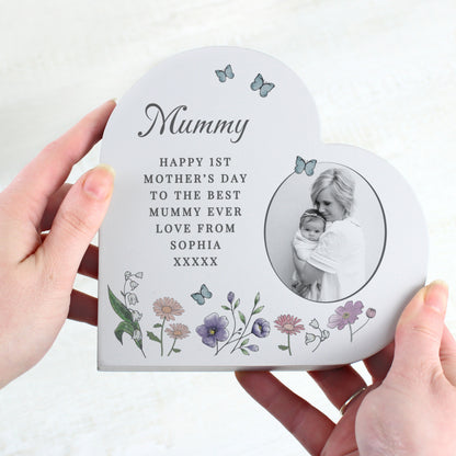 Personalised Wild Flowers Photo Upload Heart Ornament - image 2